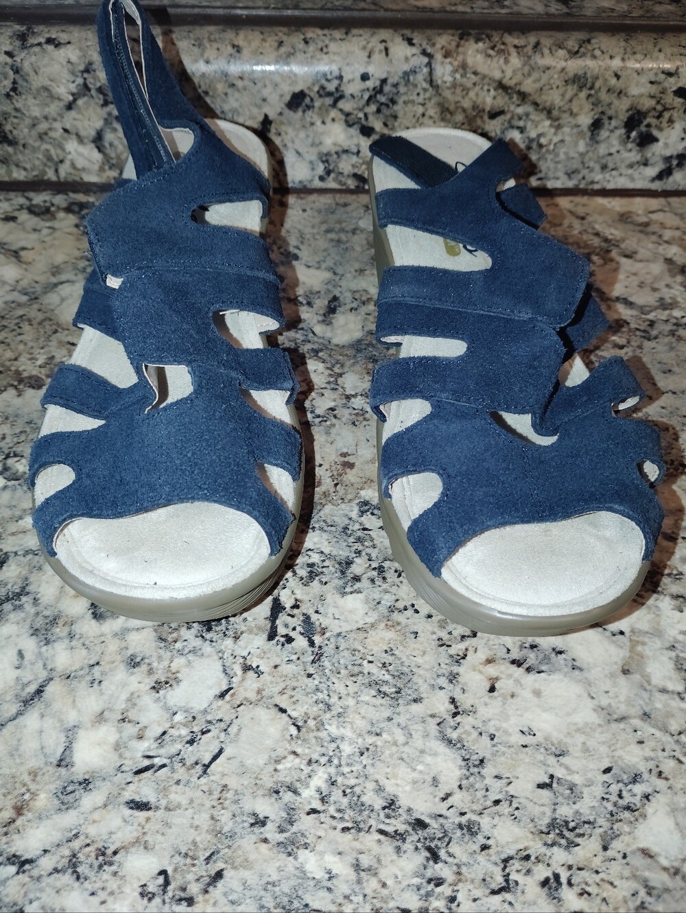 Skechers Navy Blue Suede Cutout Slingback Sandals